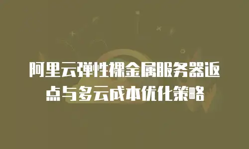 阿里云弹性裸金属服务器返点与多云成本优化策略