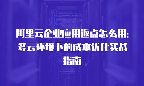 阿里云企业应用返点怎么用：多云环境下的成本优化实战指南