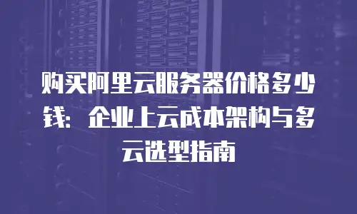 购买阿里云服务器价格多少钱：企业上云成本架构与多云选型指南