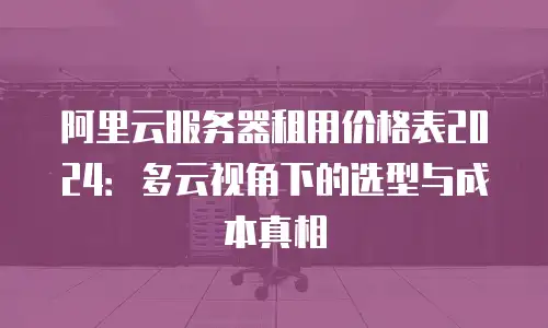 阿里云服务器租用价格表2024：多云视角下的选型与成本真相