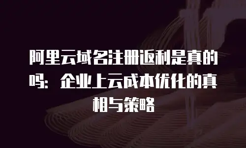 阿里云域名注册返利是真的吗：企业上云成本优化的真相与策略