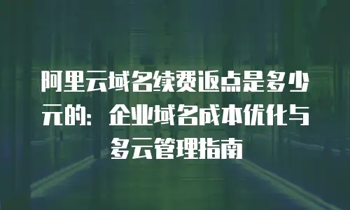 阿里云域名续费返点是多少元的：企业域名成本优化与多云管理指南