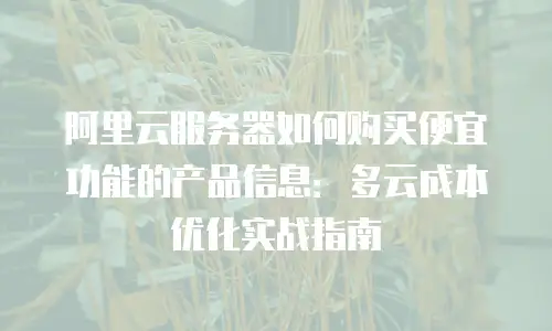 阿里云服务器如何购买便宜功能的产品信息：多云成本优化实战指南