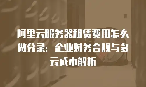 阿里云服务器租赁费用怎么做分录：企业财务合规与多云成本解析