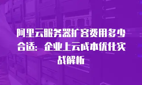 阿里云服务器扩容费用多少合适：企业上云成本优化实战解析