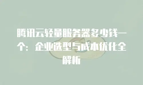腾讯云轻量服务器多少钱一个：企业选型与成本优化全解析