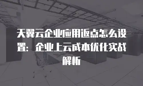 天翼云企业应用返点怎么设置：企业上云成本优化实战解析
