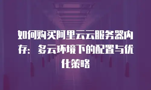 如何购买阿里云云服务器内存：多云环境下的配置与优化策略