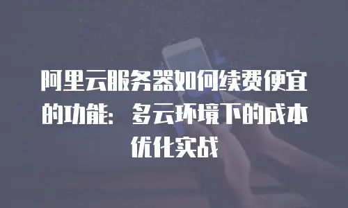 阿里云服务器如何续费便宜的功能：多云环境下的成本优化实战
