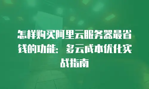 怎样购买阿里云服务器最省钱的功能：多云成本优化实战指南