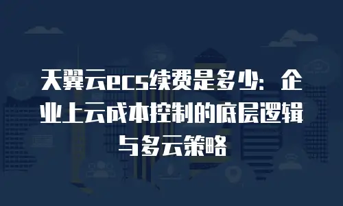 天翼云ecs续费是多少：企业上云成本控制的底层逻辑与多云策略