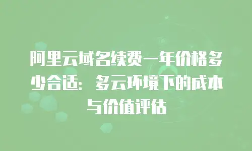 阿里云域名续费一年价格多少合适：多云环境下的成本与价值评估