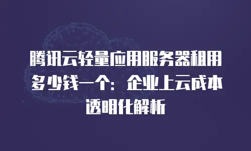 腾讯云轻量应用服务器租用多少钱一个：企业上云成本透明化解析