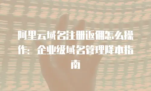 阿里云域名注册返佣怎么操作：企业级域名管理降本指南