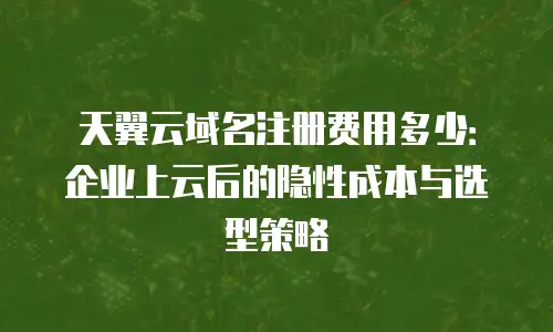 天翼云域名注册费用多少：企业上云后的隐性成本与选型策略