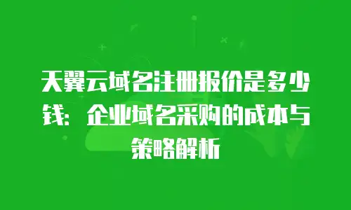 天翼云域名注册报价是多少钱：企业域名采购的成本与策略解析