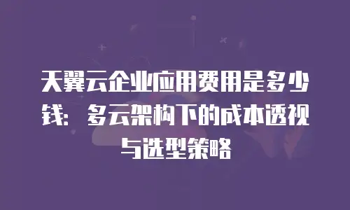天翼云企业应用费用是多少钱：多云架构下的成本透视与选型策略