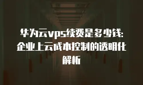 华为云vps续费是多少钱：企业上云成本控制的透明化解析