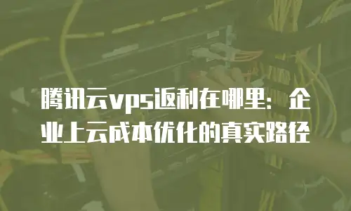腾讯云vps返利在哪里：企业上云成本优化的真实路径