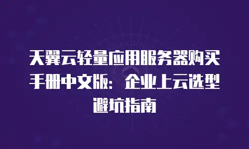 天翼云轻量应用服务器购买手册中文版：企业上云选型避坑指南