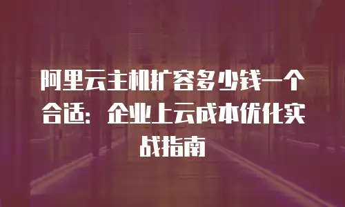 阿里云主机扩容多少钱一个合适：企业上云成本优化实战指南