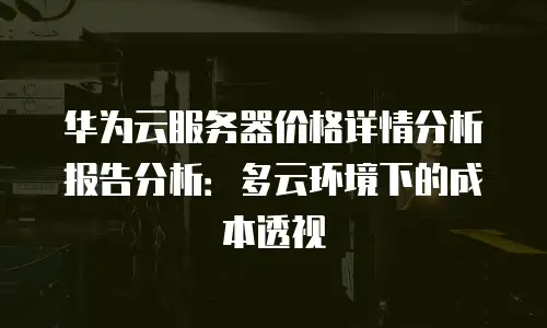 华为云服务器价格详情分析报告分析：多云环境下的成本透视
