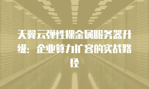 天翼云弹性裸金属服务器升级：企业算力扩容的实战路径