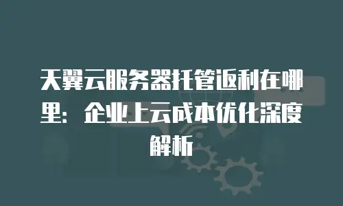 天翼云服务器托管返利在哪里：企业上云成本优化深度解析