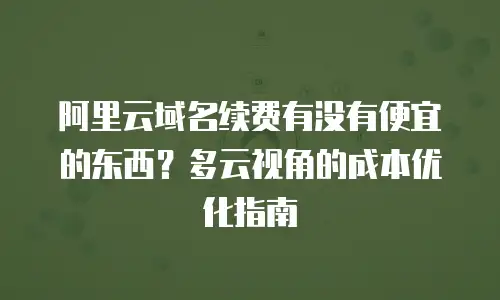 阿里云域名续费有没有便宜的东西？多云视角的成本优化指南