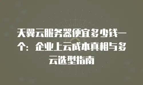 天翼云服务器便宜多少钱一个：企业上云成本真相与多云选型指南