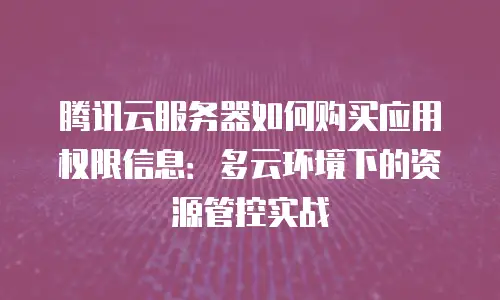 腾讯云服务器如何购买应用权限信息：多云环境下的资源管控实战
