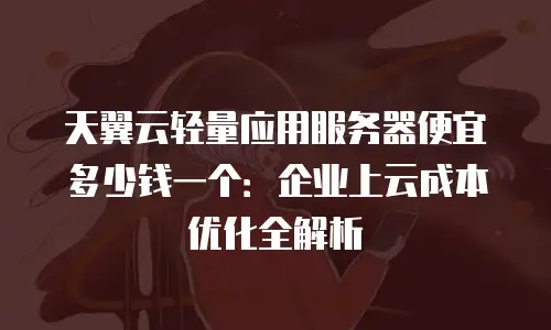 天翼云轻量应用服务器便宜多少钱一个：企业上云成本优化全解析