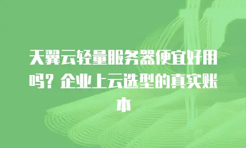 天翼云轻量服务器便宜好用吗？企业上云选型的真实账本