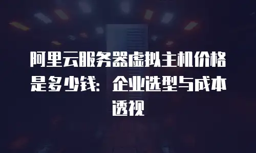阿里云服务器虚拟主机价格是多少钱：企业选型与成本透视