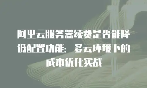 阿里云服务器续费是否能降低配置功能：多云环境下的成本优化实战