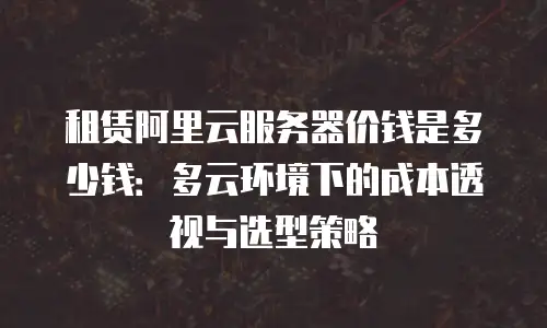 租赁阿里云服务器价钱是多少钱：多云环境下的成本透视与选型策略
