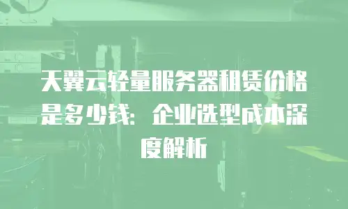 天翼云轻量服务器租赁价格是多少钱：企业选型成本深度解析