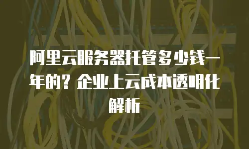 阿里云服务器托管多少钱一年的？企业上云成本透明化解析