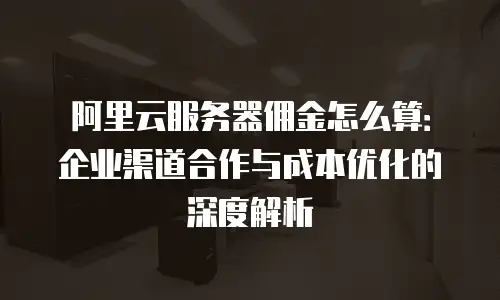 阿里云服务器佣金怎么算：企业渠道合作与成本优化的深度解析
