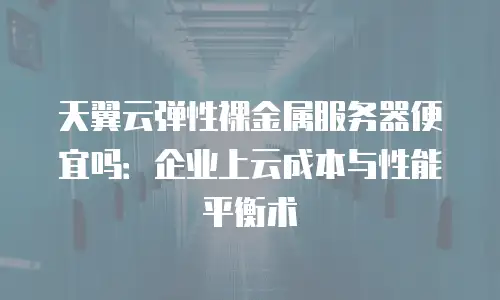 天翼云弹性裸金属服务器便宜吗：企业上云成本与性能平衡术