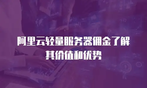阿里云轻量服务器佣金了解其价值和优势