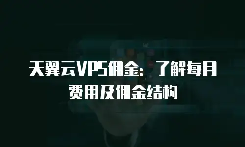 天翼云VPS佣金：了解每月费用及佣金结构