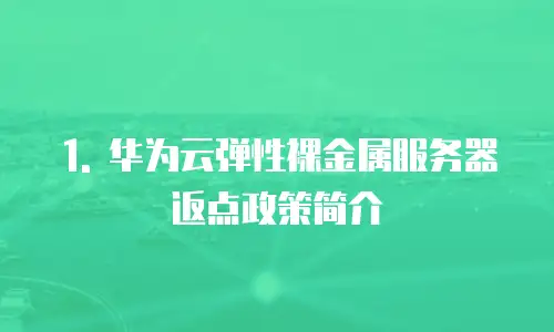 1. 华为云弹性裸金属服务器返点政策简介