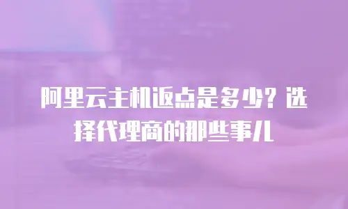 阿里云主机返点是多少？选择代理商的那些事儿