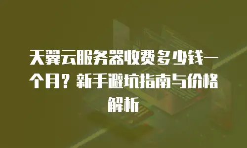 天翼云服务器收费多少钱一个月？新手避坑指南与价格解析