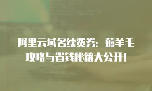 阿里云域名续费券：薅羊毛攻略与省钱秘籍大公开！