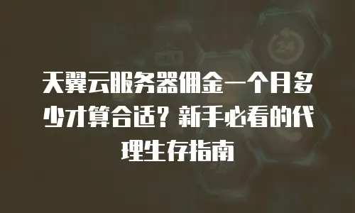 天翼云服务器佣金一个月多少才算合适？新手必看的代理生存指南