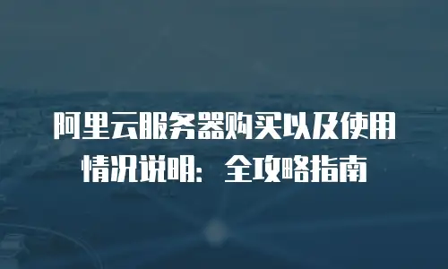 阿里云服务器购买以及使用情况说明：全攻略指南
