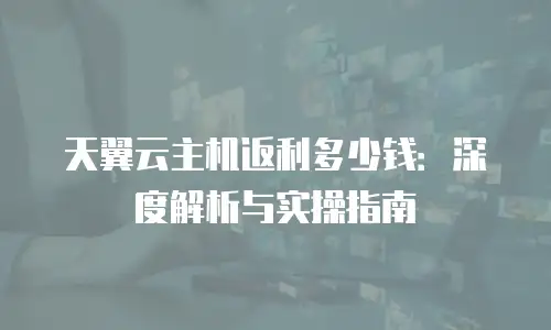 天翼云主机返利多少钱：深度解析与实操指南