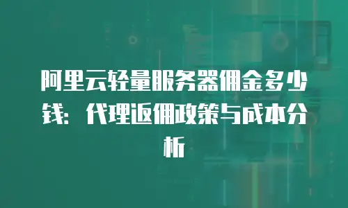 阿里云轻量服务器佣金多少钱：代理返佣政策与成本分析